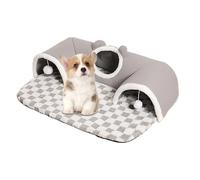 ETUCYNG Tunnel de Jeu pour Chat,Niche Douillette à Trois Ouvertures avec Tapis de Sommeil - Accessoire Maison pour Chaton Animal Domestique Lapin Salon Chambre Toutes Saisons