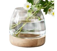 ETUCYNG Vase en Verre pour Aquarium - Vase - Terrarium sphérique - avec Socle en Bois - pour décoration de Table à la Maison - Arrangement Floral