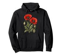 Étude de Fleurs de Coquelicot Rouge botanique Vintage Sweat à Capuche