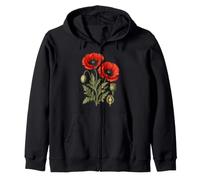 Étude de Fleurs de Coquelicot Rouge botanique Vintage Sweat à Capuche