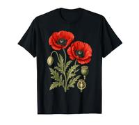 Étude de Fleurs de Coquelicot Rouge botanique Vintage T-Shirt
