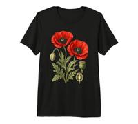 Étude de Fleurs de Coquelicot Rouge botanique Vintage T-Shirt Haut de Gamme
