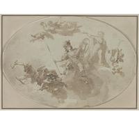Étude de plafond : allégorie de la paix et de la guerre (vers 1800 ?) Giuseppe Bernardino Bison - Poster imprimé (18 x 24)