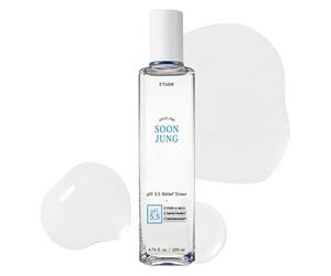 Etude House Toner de secours Soonjung pH5.5 200 ml (nouvelle version); solution de soins de la peau ; Toner à faible PH pour peaux sensibles ; Non comédogène, hypoallergénique et sans parfum