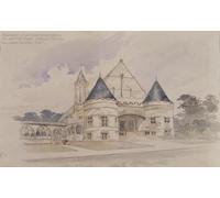 Étude préliminaire pour un bâtiment d'armurerie pour l'école Shattuck Faribault Minnesota (1894) Affiche imprimée par Cass Gilbert (45,7 x 61 cm)