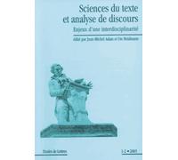 Etudes De Lettres N°1-2, 2005 - Science Du Texte Et Analyse De Discours - Enjeux D'une Interdisciplinarité
