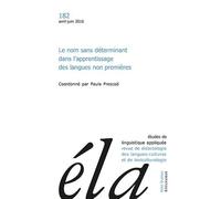 Études de linguistique appliquée - N°2/2016 Le nom sans déterminant dans l'apprentissage des langues non premières - Robert Galisson - Klincksieck - broché - Revue