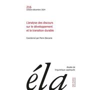 Etudes de linguistique appliquée - n°4-2024 L’analyse des discours sur le développement et la transition durables - Collectif - Klincksieck - broché - Revue