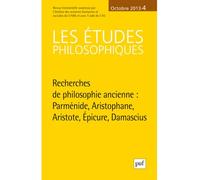 Études philosophiques 2013, n° 4 Recherches de philosophie ancienne - Collectif - Puf - broché - Revue
