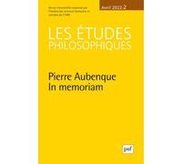 Etudes Philosophiques 2022, N.2 - Hommage À Pierre Aubenque