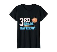 Étudiant de Retour à l'école de Baseball de 3e année T-Shirt Graphique avec Valeur, Femme, Noir, XL