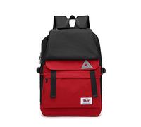 Étudiant du Secondaire Backpack_Canvas Sac À Dos Collège Vent Collégien Étudiant Cartable Ordinateur USB Extérieur, Noir Lutte Rouge