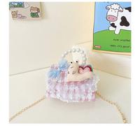 Étudiant Sac D'école Épaule Pour Enfants Messenger Sac Fille Mignonne Perle Accessoires Portables Petit Sac Xiaoxiang Merry Mignon Porte-Monnaie - Pied De Poule Rose