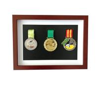 ETUELNOPT Boîte de Stockage de médailles pour Coureurs, Présentoir à médailles en Bois Massif, Multicolore, Plusieurs Tailles, for Sportives et Militaires(Mahogany Color,20 inches (5 Frames 1 Medal))