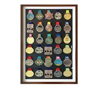 ETUELNOPT Boîte de Stockage de médailles pour Coureurs, Présentoir à médailles en Bois Massif, Multicolore, Plusieurs Tailles for Le Sport et l'armée(Walnut Color,A3 Vertical (9 Medals))