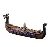 ETUELNOPT Brûleur d'encens en céramique, Brûleur d'encens à cône de Reflux, Conception Bateau, 25x9x6cm, 10 pièces