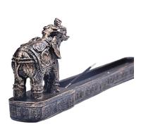 ETUELNOPT Brûleur d'encens en céramique, Brûleur d'encens à Reflux, Motif éléphant Dieu, résine Bronze, 25.8x3.2x9cm