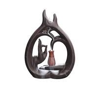 ETUELNOPT Brûleur d'encens en céramique, Brûleur d'encens Bouddha Main Reflux Fleur de Lotus Porte-bâton Violet Sable 22x16x5cm BA(A)