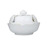 ETUELNOPT Brûleur d'encens en céramique, Brûleur d'encens Lotus en Porcelaine Blanche et dorée for Le Yoga la méditation