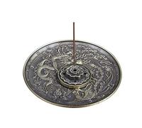 ETUELNOPT Brûleur d'encens en céramique, Dragon Phoenix Pan Brûleur d'encens Bobine Insert Métal Laiton Rouge 1,3 x 9,6 cm 5 Trous(Brass)