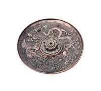 ETUELNOPT Brûleur d'encens en céramique, Dragon Phoenix Pan Brûleur d'encens Bobine Insert Métal Laiton Rouge 1,3 x 9,6 cm 5 Trous(Rosso)