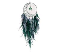 ETUELNOPT Décoration murale artisanale en plumes, Attrape-rêves multicolore suspendu carillon à vent pendentif mural 2 pièces(Green)