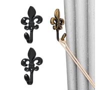 ETUELNOPT Fixations pour Rideaux, Embrasses à Rideaux Crochets en Alliage Multicolore 2 pcs(Spray Black)