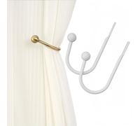 ETUELNOPT Fixations pour Rideaux, Embrasses de Rideau à tête Ronde en Forme U Alliage d'aluminium, 2 pièces Multicolores(White)