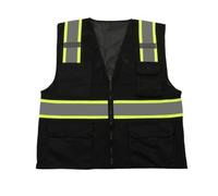 ETUELNOPT Gilet de haute visibilité, Gilet de sécurité en maille réfléchissante multi-poches noir S-2XL(XX-Large)