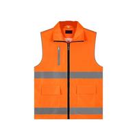 ETUELNOPT Gilet de haute visibilité, Gilet de sécurité for bâtiment d'équipe bien-être public bénévole, logo imprimé multicolore, plusieurs tailles(Orange Red,XL)