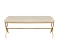 ETUELNOPT Stockage Ottoman, Banc à Chaussures en Lin Beige avec Pieds métal 35x45 cm différentes Longueurs(120x35x45cm)