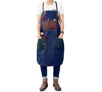 ETUELNOPT Tabards à poches, Tablier long en cuir et toile, bretelles réglables, tablier à outils multicolore(Blue)