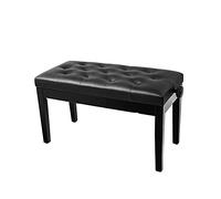ETUELNOPT Tabourets de Piano, Banc de Piano hydraulique réglable en Duo, Coussin Cuir et Bois Noir