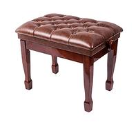 ETUELNOPT Tabourets de Piano, Banc de Piano réglable avec Coussin en Cuir, Cadre Bois, Assemblage Facile, Multicolore(Teakwood Brown)