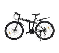 ETUELNOPT Vélo Pliable de Ville, Vélo Pliant de Montagne 26 Pouces, 21 Vitesses, Freins à Disque mécaniques Avant et arrière, Noir Blanc