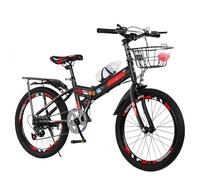 ETUELNOPT Vélo Pliable de Ville, VTT Pliable for Adultes 7 Vitesses Multicolore Plusieurs Tailles(Black and Red,10 UK)