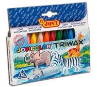 Jovi - Crayons Jumbo Easy Grip, Étui de 12 crayons triangulaires, Couleurs assorties, Super résistant et performant, Sans gluten (973/12)