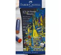 Faber-Castell 127014 - Pastels à l'huile métalliques, 12 craies à l'huile à consistance crémeuse, craies à haute pigmentation