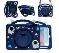 Étui 3D en silicone souple avec support rotatif et lanière pour iPad Mini 7 (A17 Pro) 2024/Mini 6 2021 8,1", personnage de dessin animé kawaii, vaisseau spatial, support rotatif en silicone souple