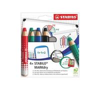 Etui 4 crayons Markdry avec taille crayon et chiffonnette