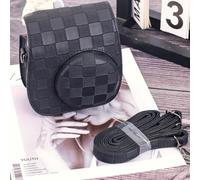 Étui à bandoulière en polyuréthane pour appareil photo Fujifilm Mini 8 9 11 12 avec doublure intérieure de protection, sangle réglable et accès photo arrière (noir)