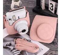 Étui à bandoulière en polyuréthane pour appareil photo Fujifilm Mini 8, 9, 11, 12 avec doublure intérieure de protection, sangle réglable et accès photo arrière (blanc)