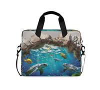 Étui à bandoulière portable avec poignée et bandoulière pour ordinateur portable de 15,6 pouces - Illusion d'optique 3D - Art mural sous-marin tropical