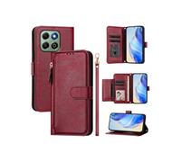 Etui à bascule pour FOXDOCK Honor X6B Protection Soft PU Le cuir à glissière Portefeuille Couverture de téléphone compatible avec Honor X6B-rouge