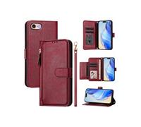 Etui à bascule pour FOXDOCK iPhone 6/6S Protection Soft PU Le cuir à glissière Portefeuille Couverture de téléphone compatible avec iPhone 6/6S-rouge