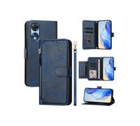 Etui à bascule pour FOXDOCK OPPO A78 5G Protection Soft PU Le cuir à glissière Portefeuille Couverture de téléphone compatible avec OPPO A78 5G-Bleu