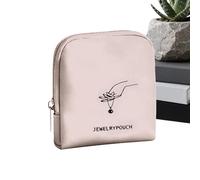 Étui à bijoux de voyage - Petite trousse de maquillage portable avec poches zippées, étui de voyage portable avec doublure douce, récipient léger avec sections séparées, boucles d'oreilles et rouge à