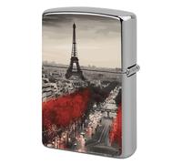 Étui à briquet en métal réutilisable à rabat double face coupe-vent et étanche, porte-cigarettes, poche portable, briquets Paris pour papa, petit ami, mari