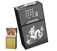 Étui à briquet intégré, support de boîte à coque rigide avec chauffage sans flamme, rangement de poche résistant à l'humidité for cigarettes de taille normale (jusqu'à 20)(A)