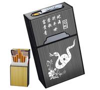 Étui à briquet intégré, support de boîte à coque rigide avec chauffage sans flamme, rangement de poche résistant à l'humidité for cigarettes de taille normale (jusqu'à 20)(E)